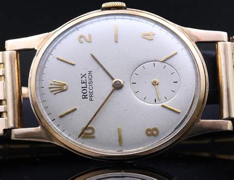 gent's vintage 9ct rose gold rolex precision wrist watch|vintage gold rolex wrist watch.